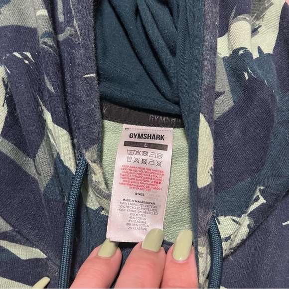 Gymshark The Bold Hoodie Green Camouflage Size Large Athletic Gym Workout pocket - Picture 4 of 6